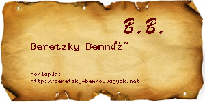 Beretzky Bennó névjegykártya